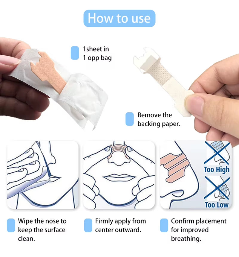 10/60/100Pcs anti Snoring Nasal Strips Help Breathing Reduce Snoring Nasal Strips Better Sleep Breath Improve Sleeping
