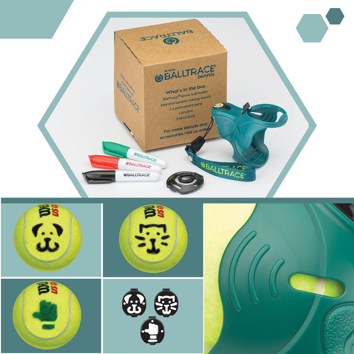 Tennis & Padel Ball Marker| Great Gift | UK Made | Three Emoji Bundles | Game Point Green