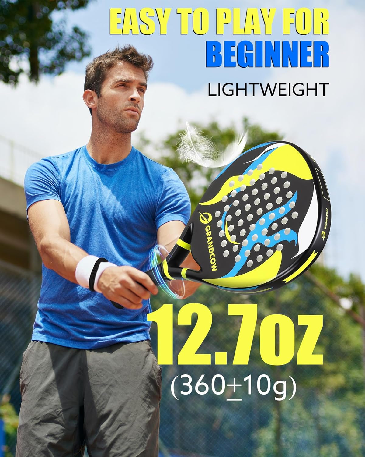 Padel Racket Carbon Fiber Power Lite Pop Tennis Paddle Paddleball Racquets