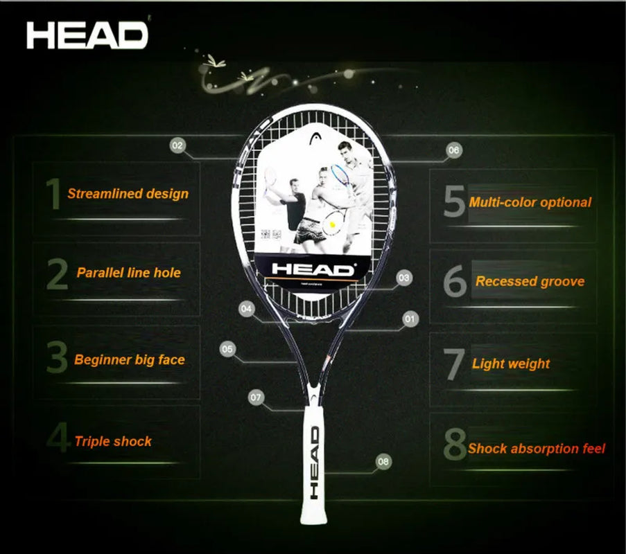 Original Tennis Racket Black Professional Tennis Racquet Carbon Tenis Padel with Bag Overgrip Dampener Raquete De Tenis 414