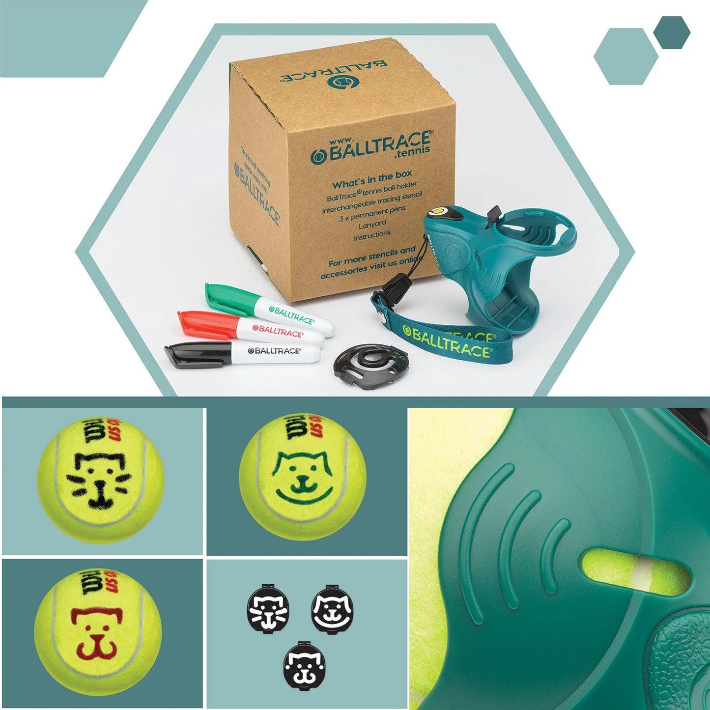 Tennis & Padel Ball Marker| Great Gift | UK Made | Three Emoji Bundles | Game Point Green