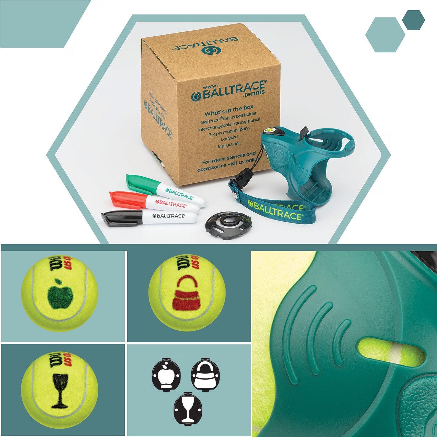 Tennis & Padel Ball Marker| Great Gift | UK Made | Three Emoji Bundles | Game Point Green
