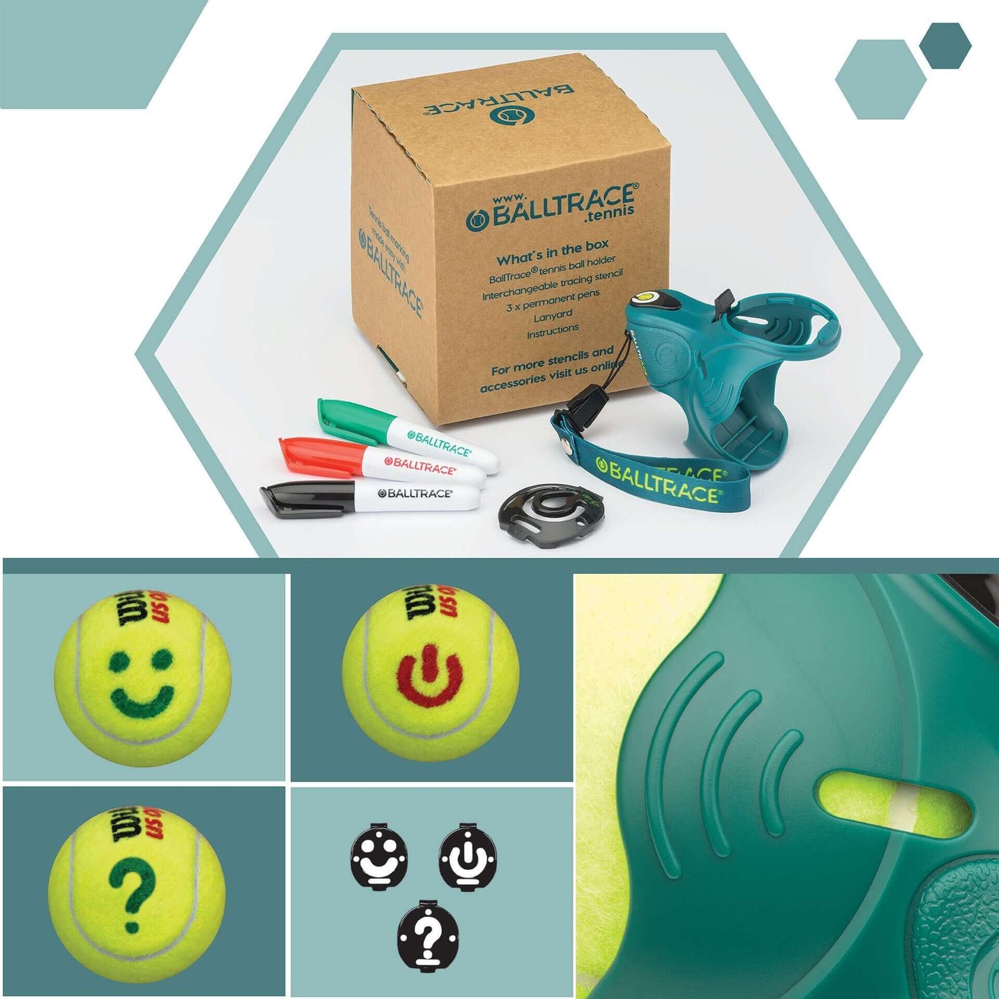 Tennis & Padel Ball Marker| Great Gift | UK Made | Three Emoji Bundles | Game Point Green