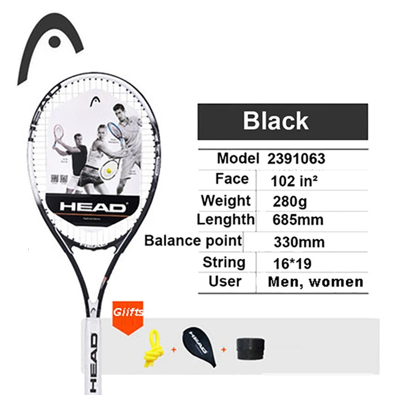 Original Tennis Racket Black Professional Tennis Racquet Carbon Tenis Padel with Bag Overgrip Dampener Raquete De Tenis 414