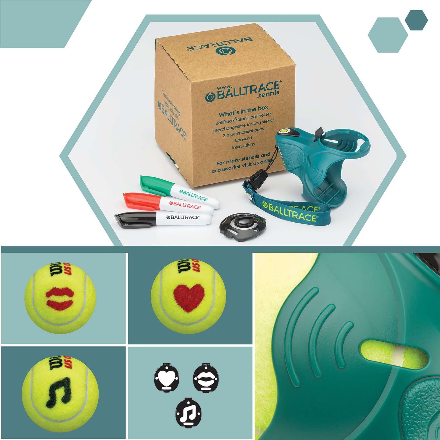 Tennis & Padel Ball Marker| Great Gift | UK Made | Three Emoji Bundles | Game Point Green