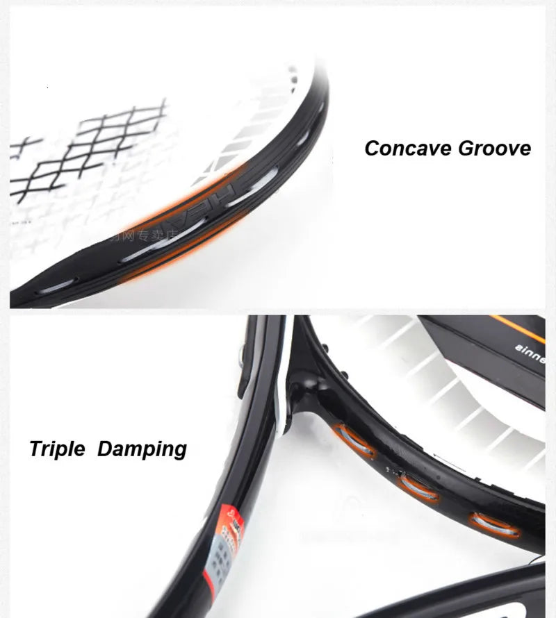 Original Tennis Racket Black Professional Tennis Racquet Carbon Tenis Padel with Bag Overgrip Dampener Raquete De Tenis 414
