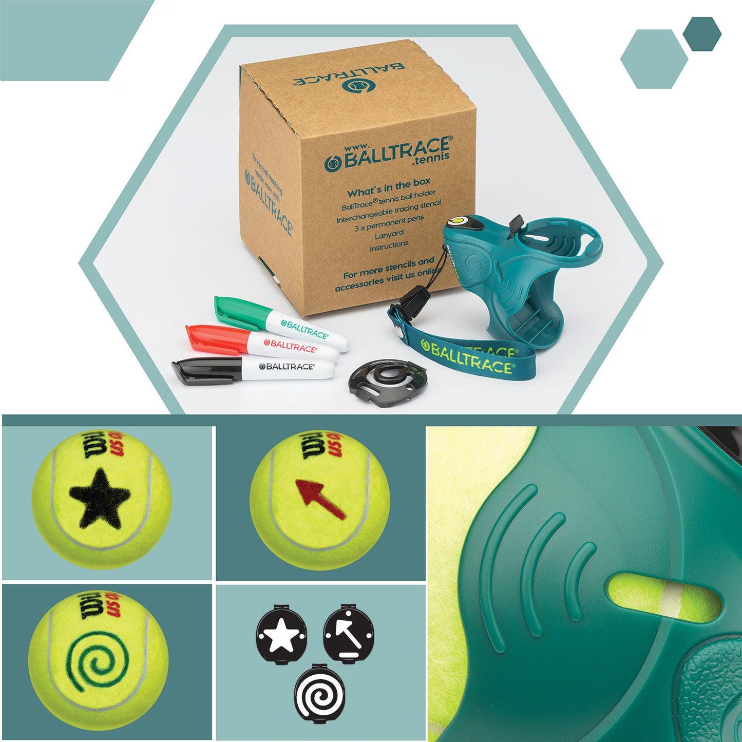 Tennis & Padel Ball Marker| Great Gift | UK Made | Three Emoji Bundles | Game Point Green