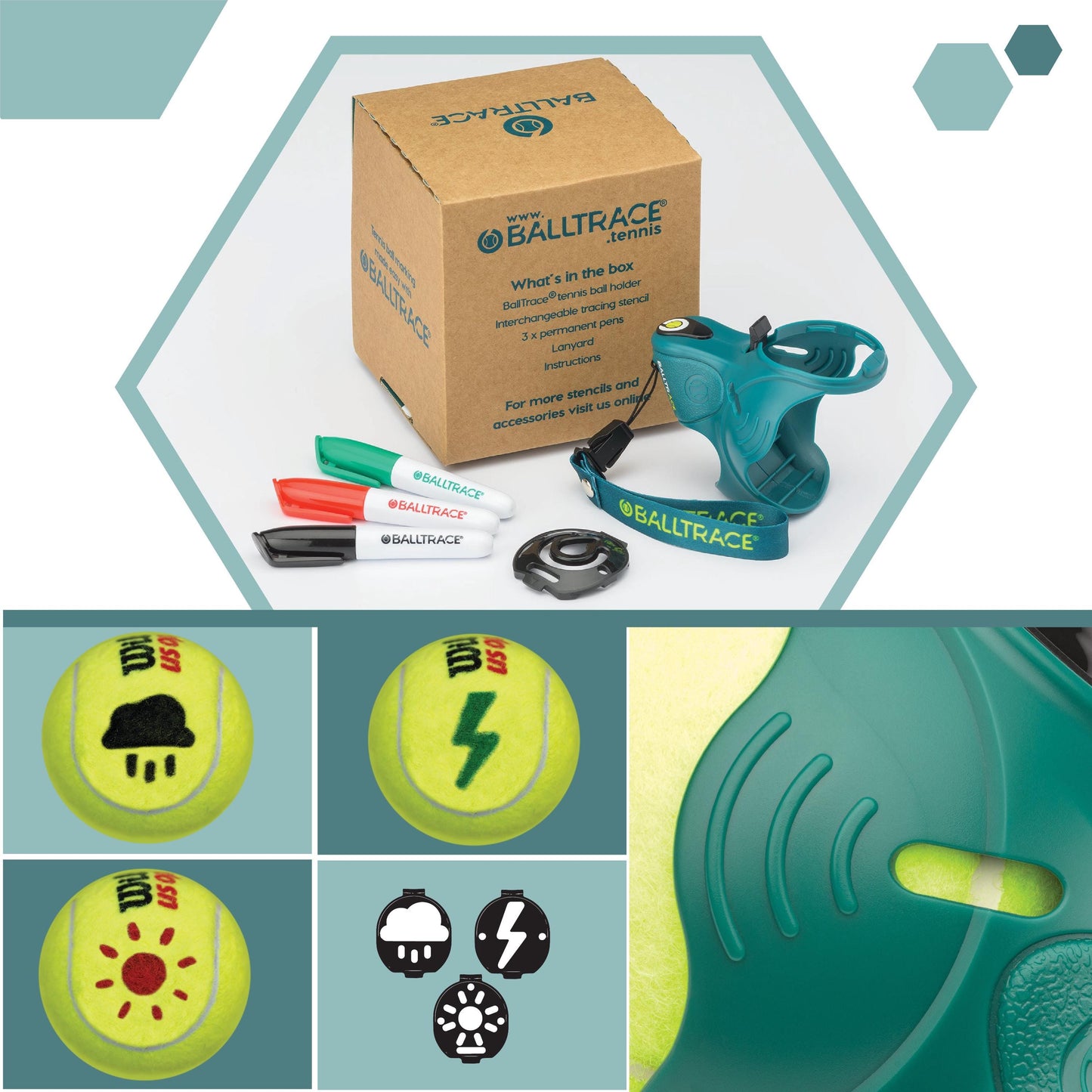 Tennis & Padel Ball Marker| Great Gift | UK Made | Three Emoji Bundles | Game Point Green