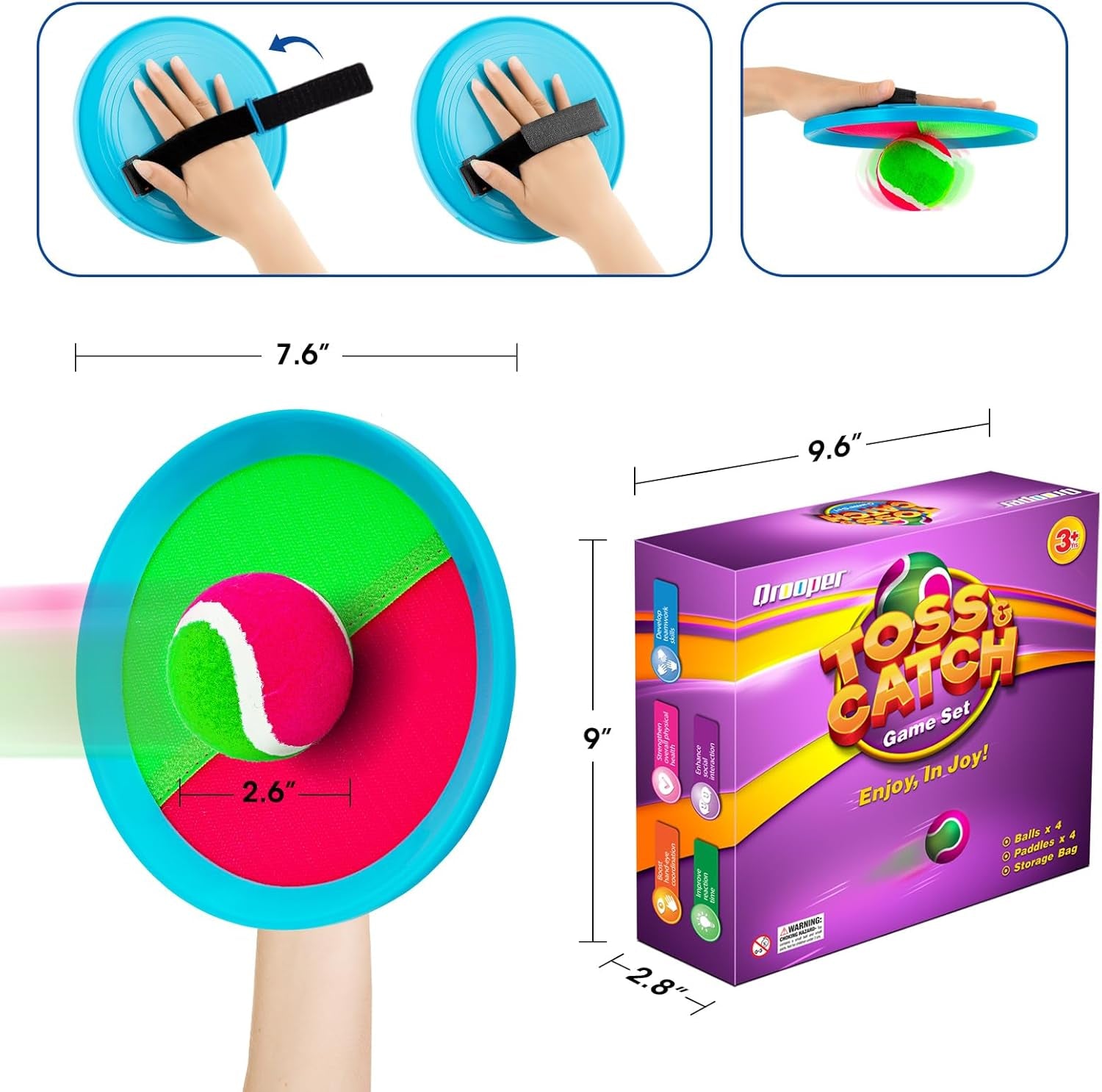 Kids Toys Toss and Catch Game Set Beach Pool Toys for Kids Ages 3-4 5-7 8-12, outside Yard Camping Outdoor Games for 3 4 5 6 7 8 Year Old Boys Girls Birthday Gift Adults Family